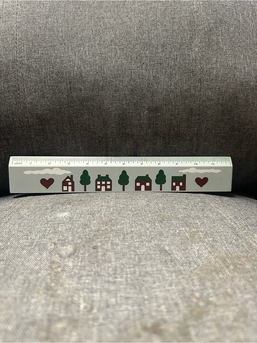 Decorative Wooden Ruler with House & Tree Motif